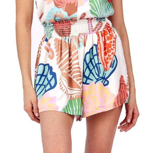 CROSBY by Mollie Burch Camden Flowy Pull On Coordinating Shorts XS Shell Print - Picture 1 of 13